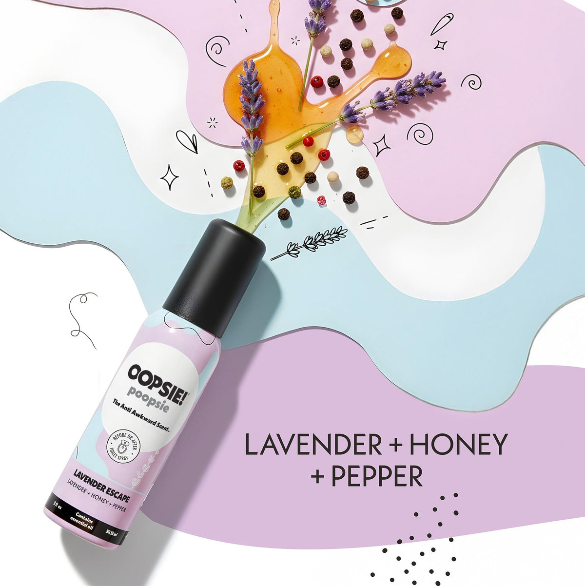 Lavender Escape toilet spray scent notes: lavender, honey and pepper