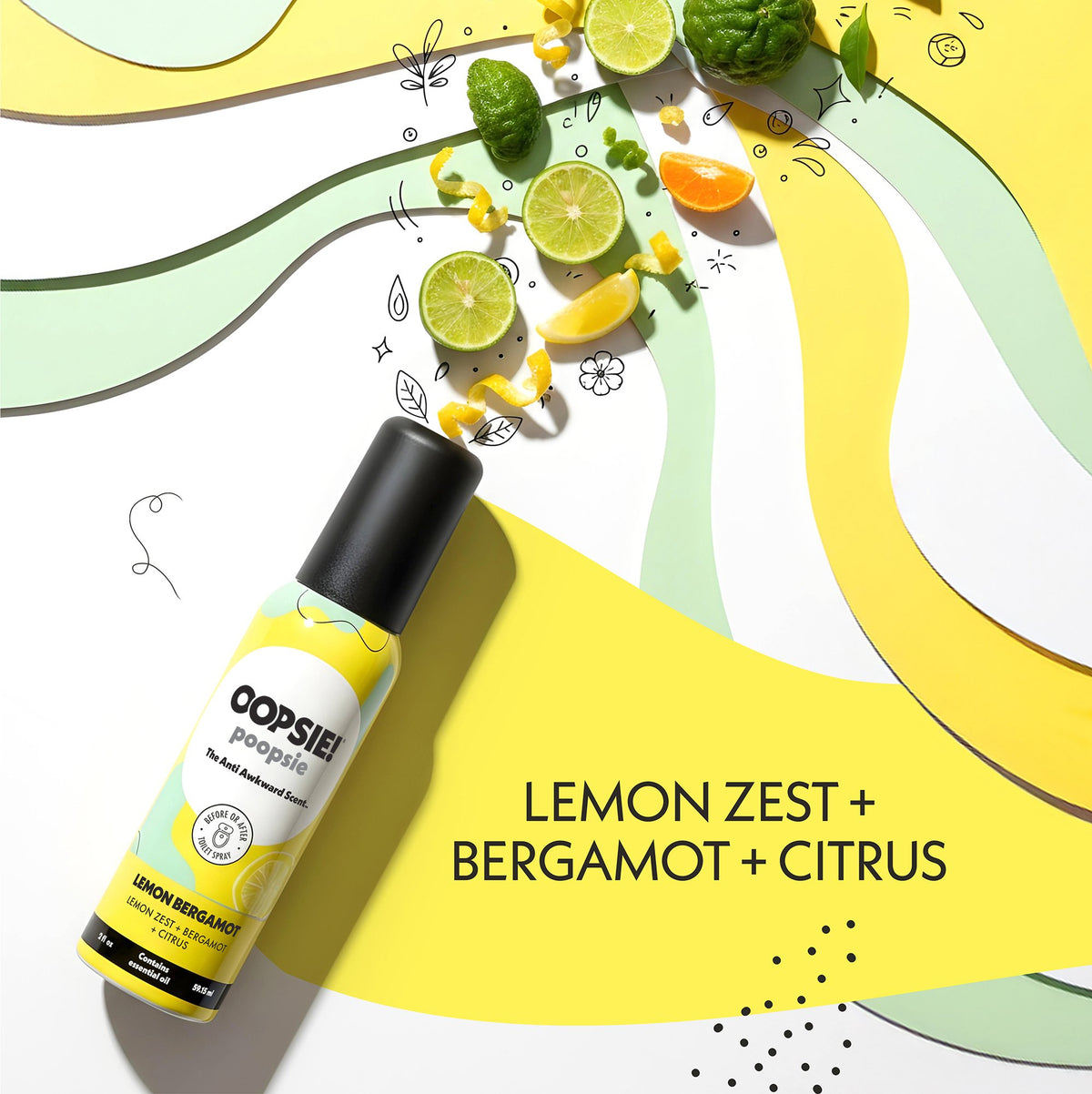 Lemon Bergamot toilet spray scent notes: lemon zest, bergamot and citrus