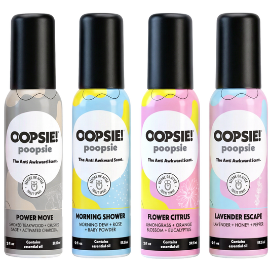 Toilet Spray I His & Hers Assorted I 4-Pack Oopsie Poopsie
