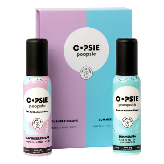 Toilet Spray I Lavender Escape and Summer Sea I Giftable 2 Pack Assorted Scents I 2oz by Oopsie Poopsie - Oopsie Poopsie