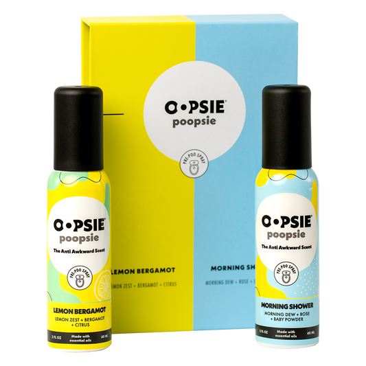 Toilet Spray I Lemon Bergamot and Morning Shower I Giftable 2 Pack Assorted Scents I 2oz by Oopsie Poopsie - Oopsie Poopsie