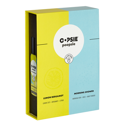 Toilet Spray I Lemon Bergamot and Morning Shower I Giftable 2 Pack Assorted Scents I 2oz by Oopsie Poopsie - Oopsie Poopsie