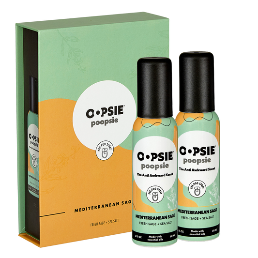 Toilet Spray I Mediterranean Sage I Giftable 2 Pack Single Scent I 2oz by Oopsie Poopsie - Oopsie Poopsie
